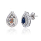 Suzy Levian Sterling Silver Pear Shape Blue & White Cubic Zirconia Earrings