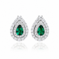 Suzy Levian Sterling Silver Pear Shape Green & White Cubic Zirconia Earrings