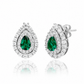 Suzy Levian Sterling Silver Pear Shape Green & White Cubic Zirconia Earrings