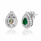 Suzy Levian Sterling Silver Pear Shape Green & White Cubic Zirconia Earrings