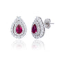 Suzy Levian Sterling Silver Pear Shape Red & White Cubic Zirconia Earrings