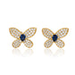 Suzy Levian Yellow Sterling Silver Blue & White Cubic Zirconia Pave Butterfly Earrings