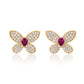 Suzy Levian Yellow Sterling Silver Red & White Cubic Zirconia Pave Butterfly Earrings