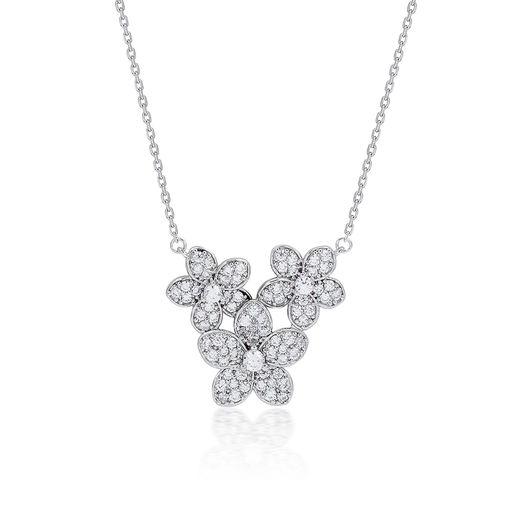 Suzy Levian Sterling Silver White Cubic Zirconia Cluster Flower