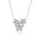 Suzy Levian Sterling Silver White Cubic Zirconia Cluster Flower Trio Necklace