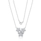 Suzy Levian Sterling Silver White Cubic Zirconia Cluster Flower Trio Necklace
