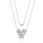 Suzy Levian Sterling Silver White Cubic Zirconia Cluster Flower Trio Necklace