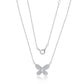 Suzy Levian Sterling Silver White Cubic Zirconia Pave Butterfly Necklace
