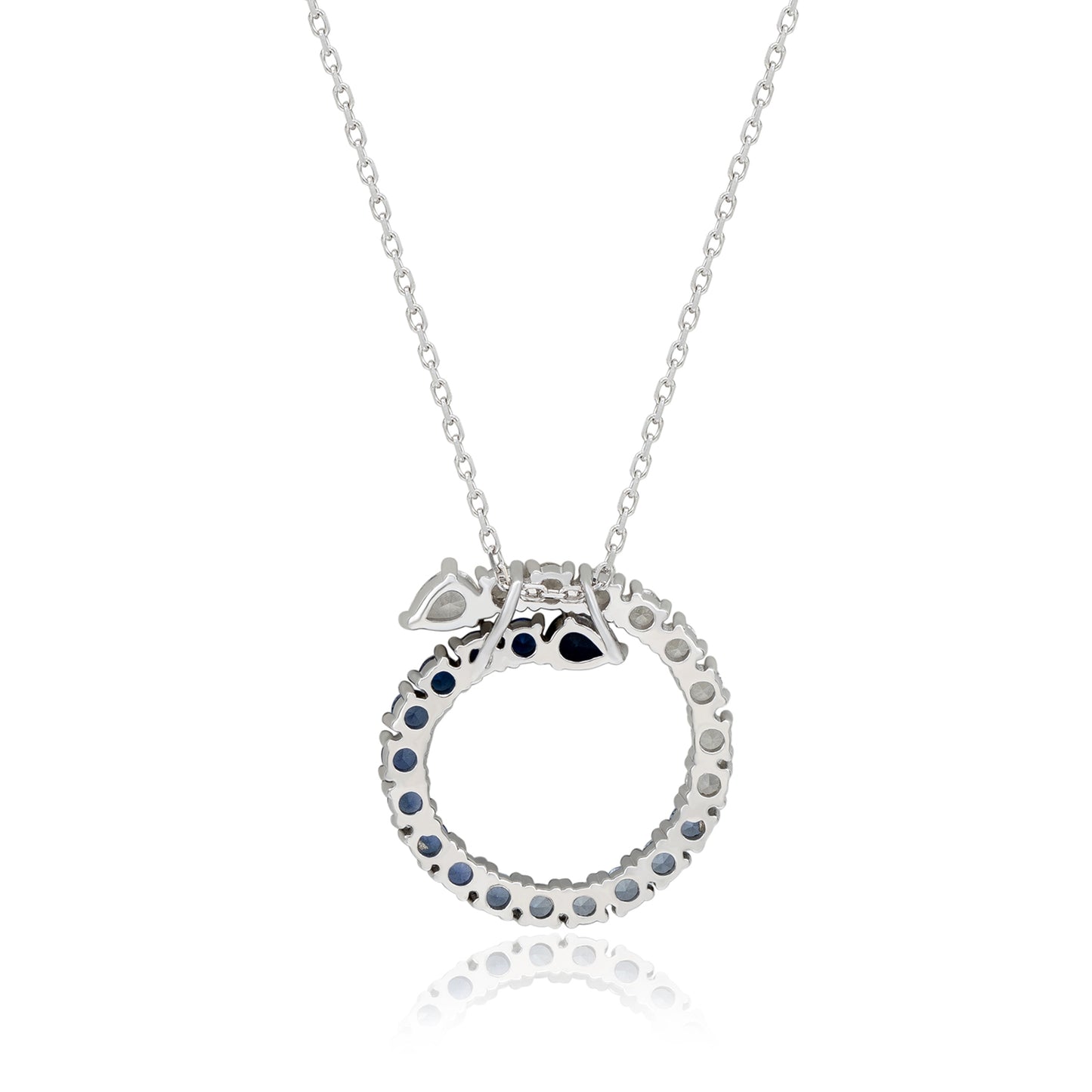 Suzy Levian Sterling Silver Blue Sapphire & Created White Sapphire Circle Journey Pendant Necklace