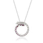 Suzy Levian Sterling Silver Pink Sapphire & Created White Sapphire Circle Journey Pendant Necklace