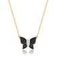 Suzy Levian Yellow Sterling Silver Black Cubic Zirconia Butterfly Necklace