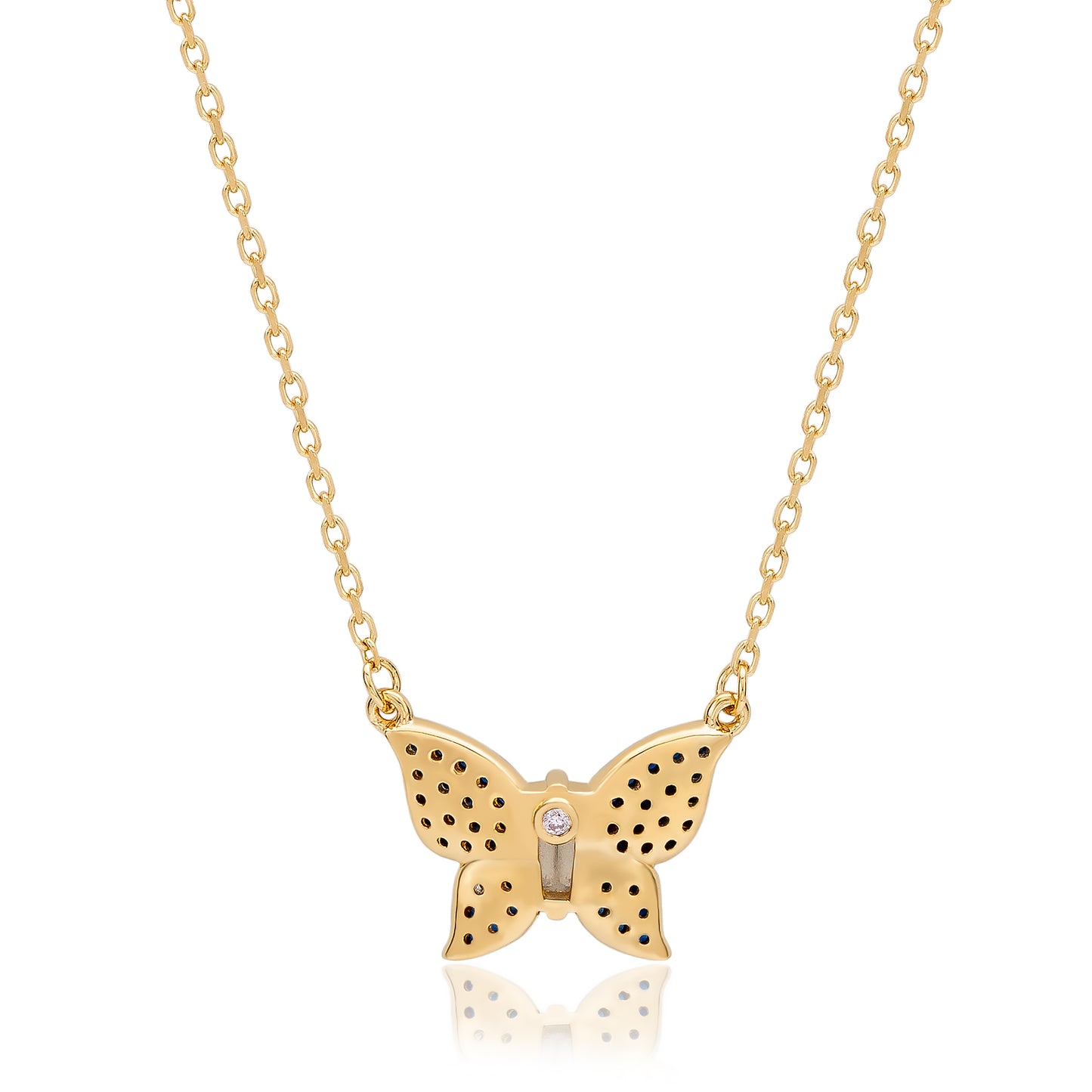 Suzy Levian Yellow Sterling Silver Blue Cubic Zirconia Butterfly Necklace