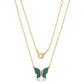 Suzy Levian Yellow Sterling Silver Green Cubic Zirconia Butterfly Necklace