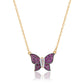 Suzy Levian Yellow Sterling Silver Red Cubic Zirconia Butterfly Necklace
