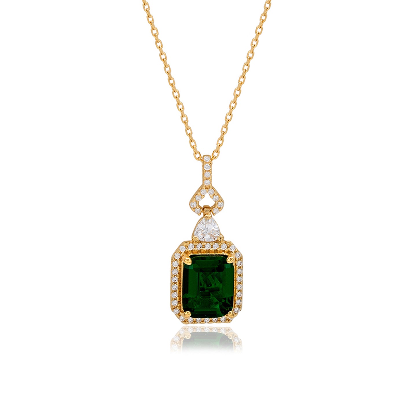 Suzy Levian Yellow Sterling Silver Green and White Cubic Zirconia Drop Pendant
