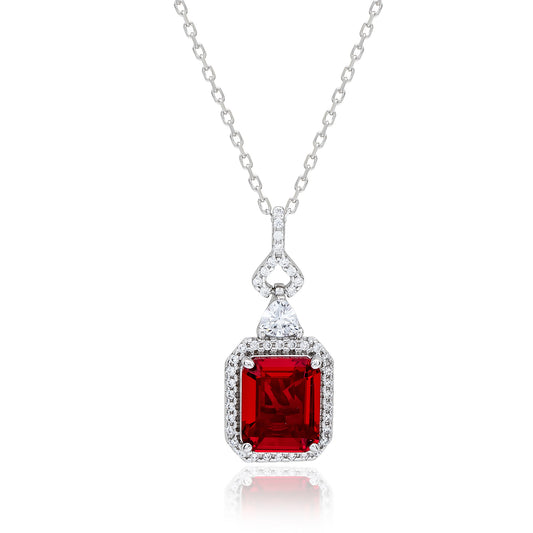 Suzy Levian Sterling Silver Red and White Cubic Zirconia Drop Pendant