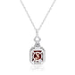 Suzy Levian Sterling Silver Red and White Cubic Zirconia Drop Pendant