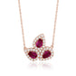 Suzy Levian Rose Sterling Silver Pear Shape Red & White Cubic Zirconia Drop Necklace