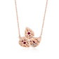 Suzy Levian Rose Sterling Silver Pear Shape Red & White Cubic Zirconia Drop Necklace