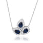 Suzy Levian Sterling White Silver Pear Shape Blue & White Cubic Zirconia Drop Necklace