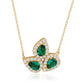 Suzy Levian Yellow Sterling White Silver Pear Shape Green & White Cubic Zirconia Drop Necklace