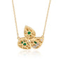 Suzy Levian Yellow Sterling White Silver Pear Shape Green & White Cubic Zirconia Drop Necklace
