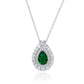 Suzy Levian Sterling Silver Pear Shape Green & White Cubic Zirconia Pendant Necklace