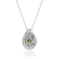 Suzy Levian Sterling Silver Pear Shape Green & White Cubic Zirconia Pendant Necklace