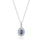 Suzy Levian Sterling Silver Blue Sapphire & Created White Sapphire Double Halo Pendant Necklace