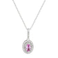 Suzy Levian Sterling Silver Pink Sapphire & Created White Sapphire Double Halo Pendant Necklace