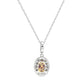 Suzy Levian Sterling Silver Pink Sapphire & Created White Sapphire Double Halo Pendant Necklace