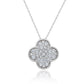 Suzy Levian Sterling Silver White Cubic Zirconia Pave Large Flower Clover Pendant Necklace
