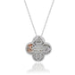 Suzy Levian Sterling Silver White Cubic Zirconia Pave Large Flower Clover Pendant Necklace