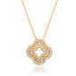 Suzy Levian Yellow Sterling Silver White Cubic Zirconia Baguette Pave Flower Clover Pendant Necklace