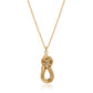 Suzy Levian Yellow Sterling Silver Brown and White Cubic Zirconia Twisted Knot Pendant