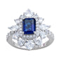 Suzy Levian Sterling Silver Blue White Cubic Zirconia Multi-Cut Ring