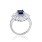 Suzy Levian Sterling Silver Blue White Cubic Zirconia Multi-Cut Ring