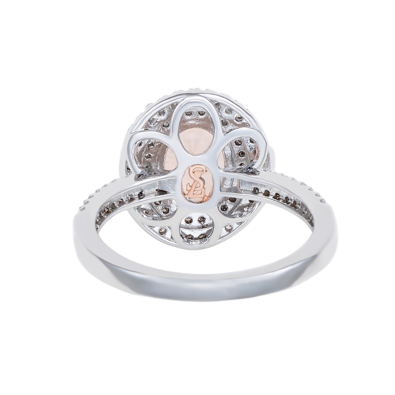 Suzy Levian Sterling Silver Pink Morganite Oval Cubic Zirconia