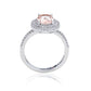 Suzy Levian Sterling Silver Pink Morganite Oval Cubic Zirconia Pave Halo Ring