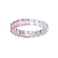 Suzy Levian Sterling Silver Half & Half Pink Emerald Cut White Oval Eternity Band