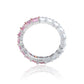 Suzy Levian Sterling Silver Half & Half Pink Emerald Cut White Oval Eternity Band