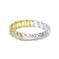 Suzy Levian Sterling Silver Half & Half Yellow Emerald Cut White Oval Eternity Band
