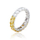 Suzy Levian Sterling Silver Half & Half Yellow Emerald Cut White Oval Eternity Band