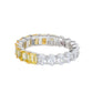 Suzy Levian Sterling Silver Half & Half Yellow Emerald Cut White Oval Eternity Band