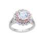 Suzy Levian Sterling Silver White & Pink Cubic Zirconia Engagement Ring