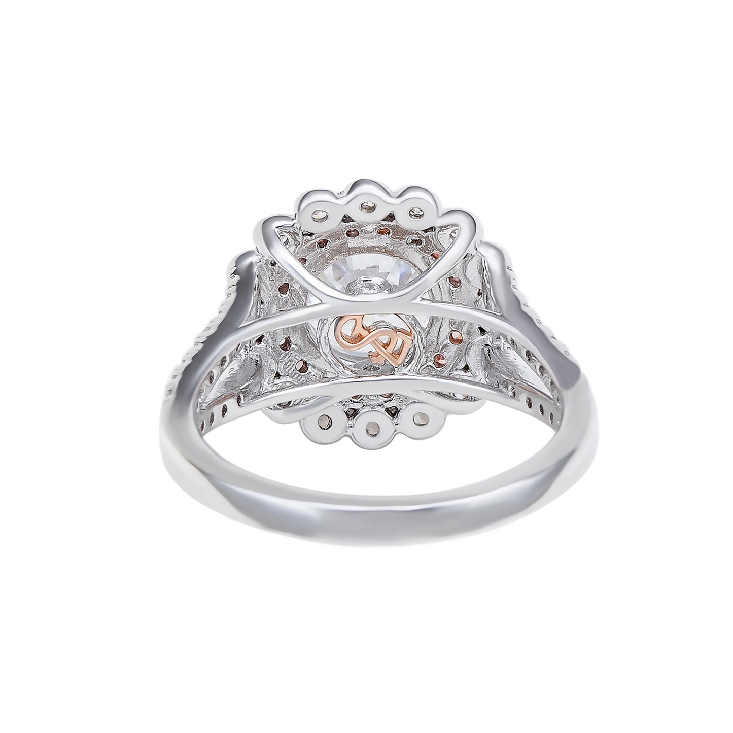 Suzy Levian Sterling Silver White & Pink Cubic Zirconia Engagement Ring