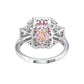 Suzy Levian Sterling Silver Emerald Cut Pink Cubic Zirconia Pave Double Halo Engagement Ring