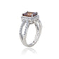 Suzy Levian Sterling Silver Emerald Cut Brown & White Cubic Zirconia Ring
