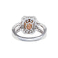 Suzy Levian Sterling Silver Emerald Cut Brown & White Cubic Zirconia Ring
