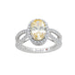 Suzy Levian Sterling Silver Oval Canary Yellow Cubic Zirconia Engagement Ring